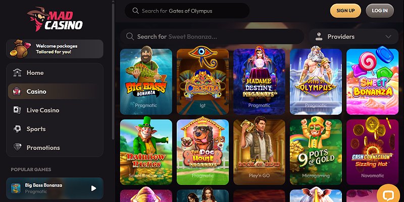 MadCasino – skärmdump av casinot